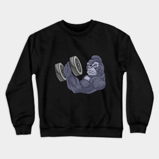 Gorilla as bodybuilder with barbell Crewneck Sweatshirt